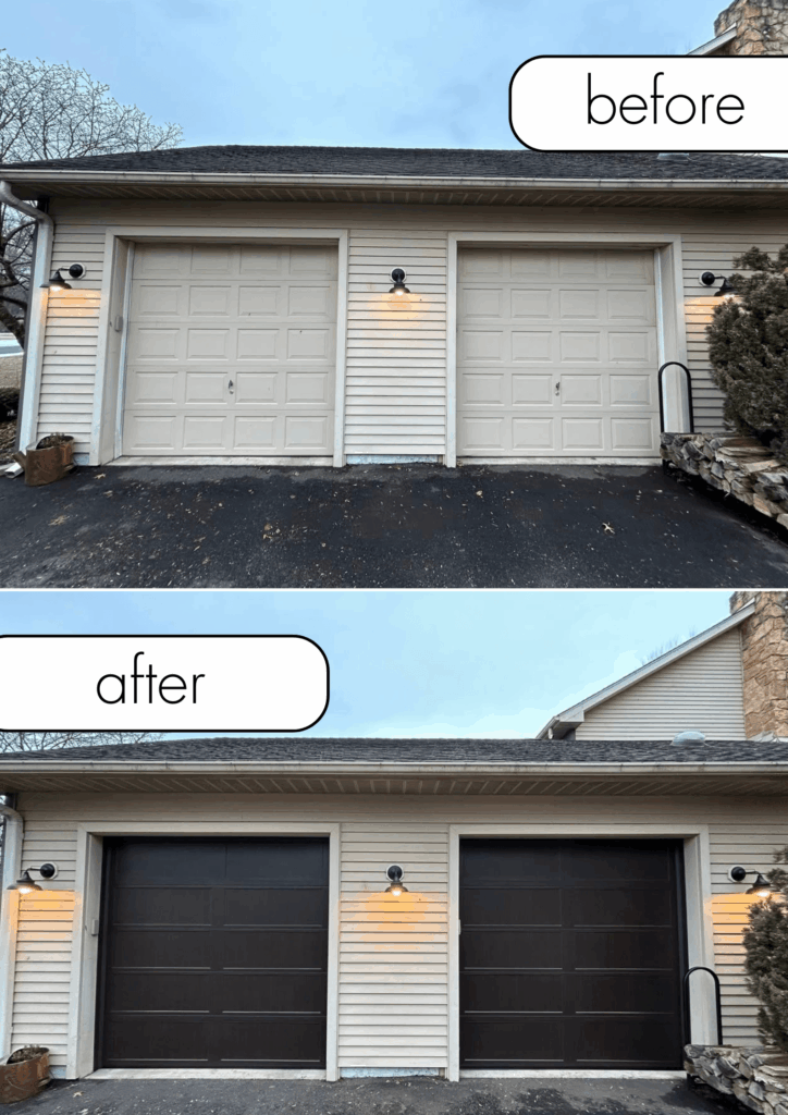 garage door before and after brown